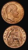 London Coins : A174 : Lot 1760 : Halfpennies (2) 1903 Freeman 382 dies 1+B UNC with around 70%/50% lustre, 1910 Freeman 389 dies 1+B ...