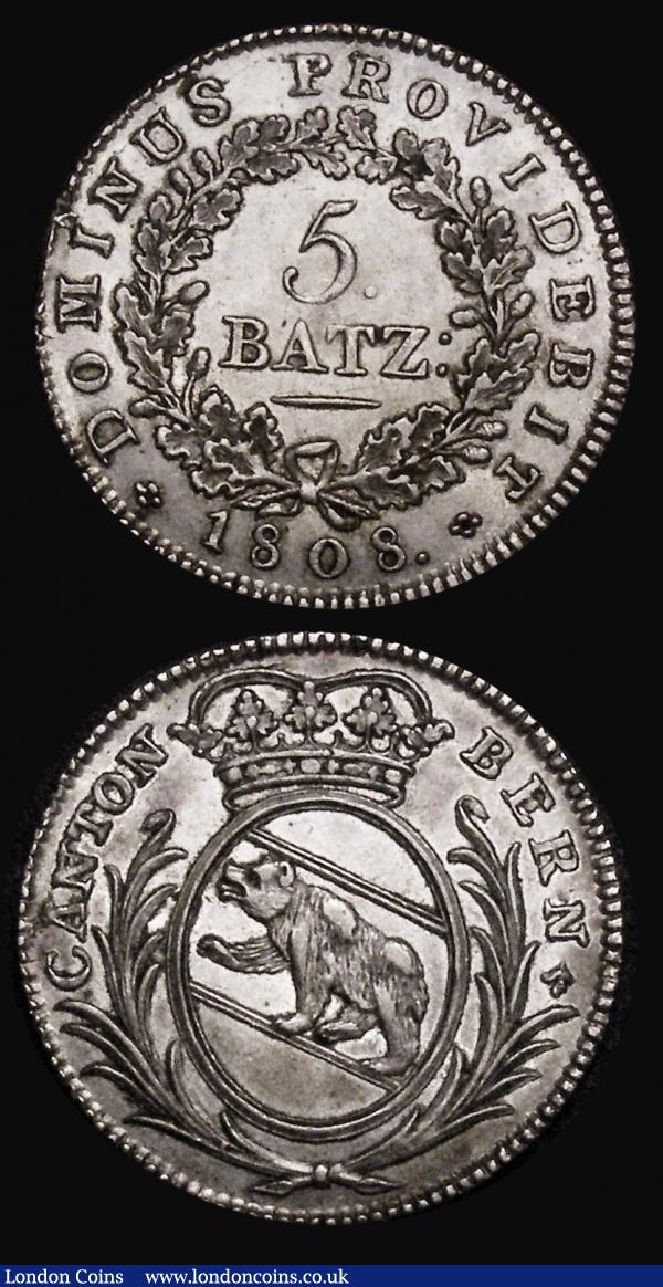 Swiss Cantons - Bern Five Batzen (2) 1808 KM#170 EF, 1810 KM#170 A/UNC and lustrous with some toning : World Coins : Auction 175 : Lot 1146