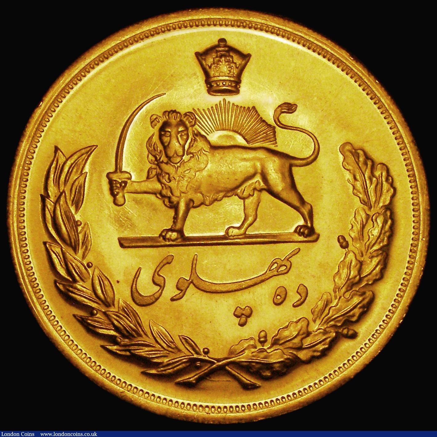 London Coins : A175 : Lot 1047 : Iran Ten Pahlavi Gold SH2537 (1978) KM#1213 UNC 81.36 grammes an imposing issue struck in .900 Gold ...