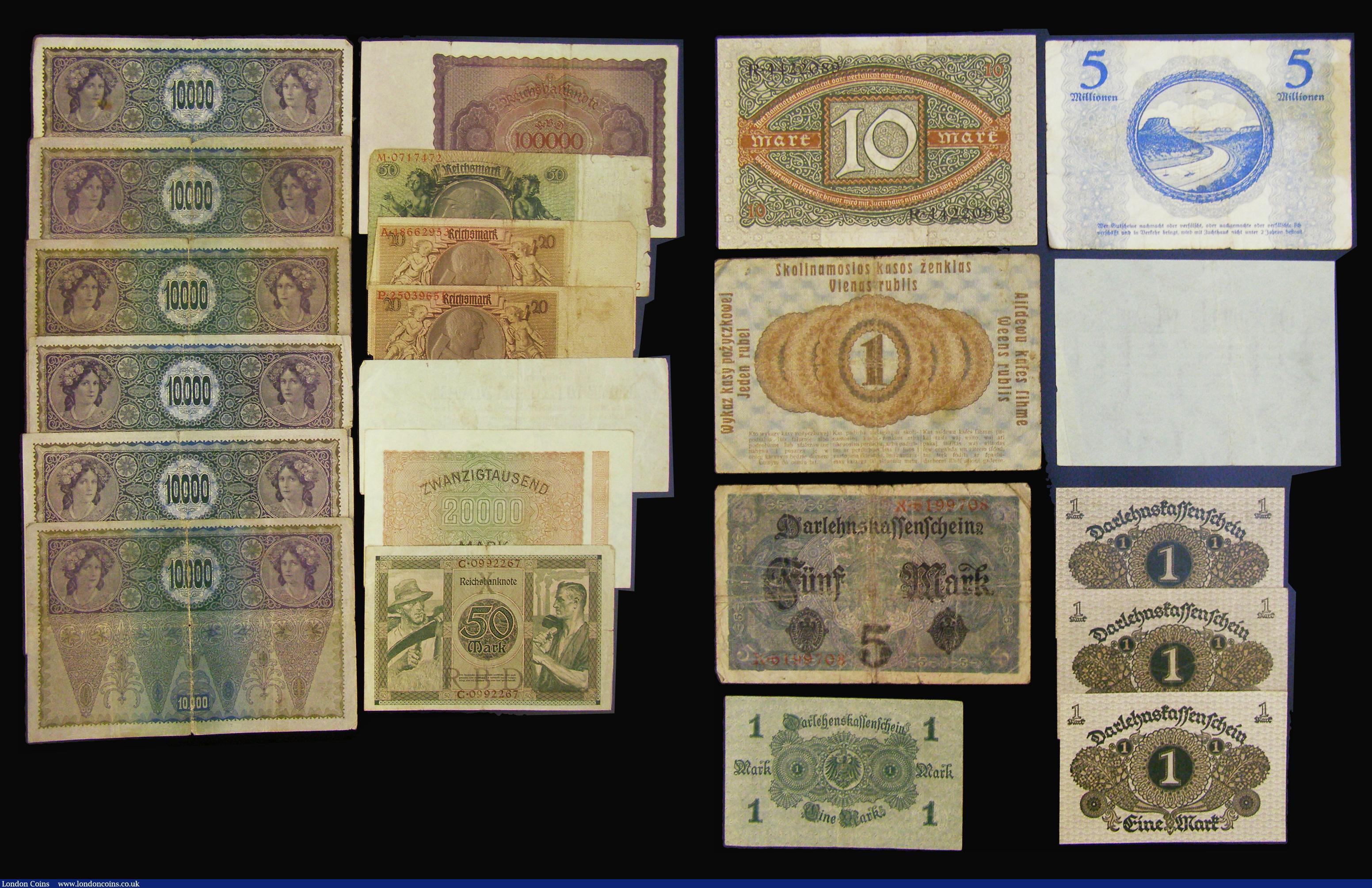 London Coins : A175 : Lot 105 : Germany Darlehnskassenschein (Regional Occupation of Russian Areas) Ein Rubel 17.4.1916 Pick R122 VG...