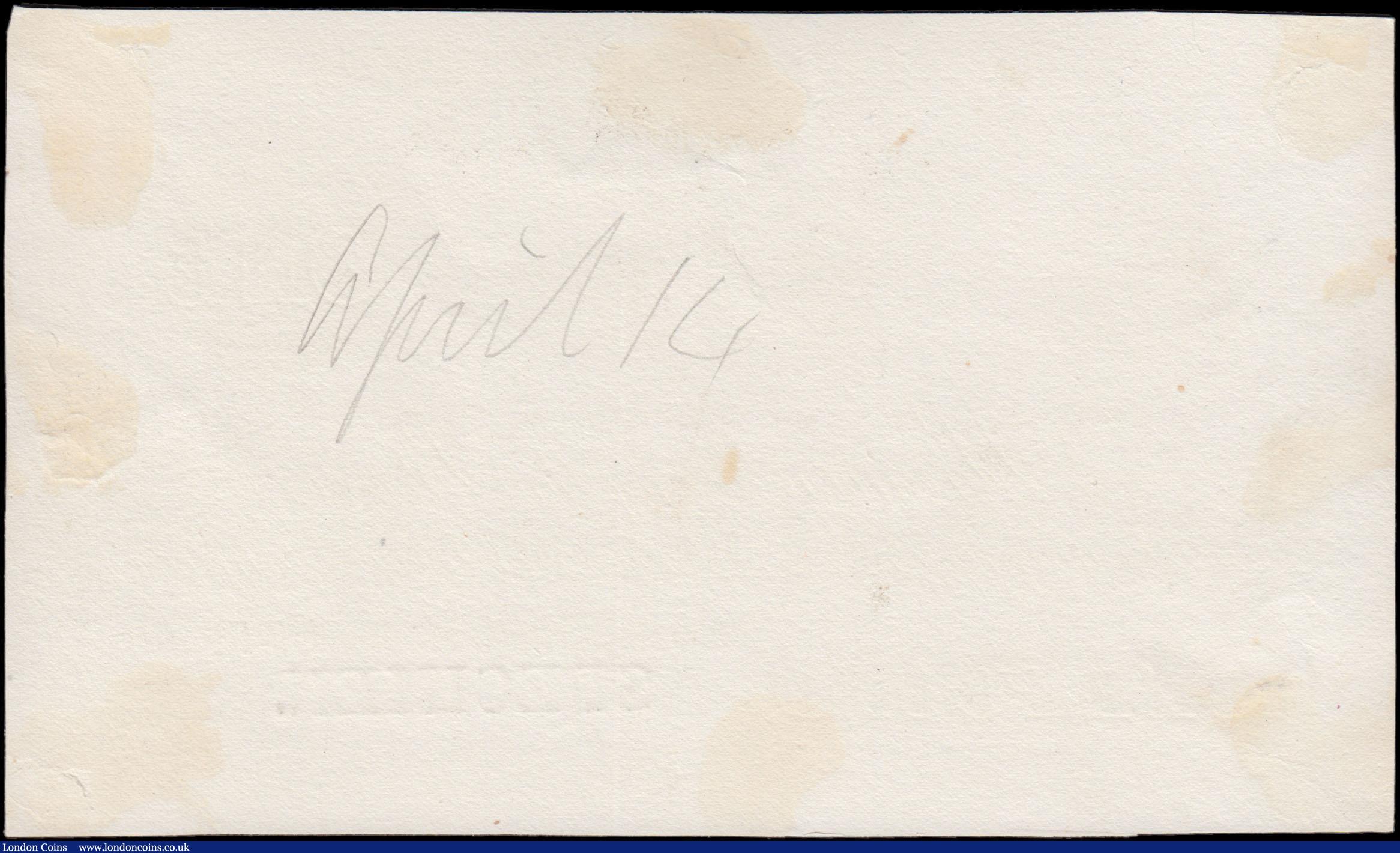 London Coins : A175 : Lot 109 : Ireland National Bank 1 Pound SPECIMEN PROOF on card PMS NA22 uniface in black and white SPECIMEN ov...