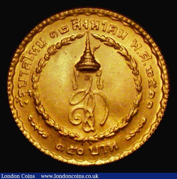 London Coins : A175 : Lot 1155 : Thailand 150 Baht Gold BE2511 (1968) Queen Sirikit 36th Birthday Y#88 Lustrous UNC with minor cabine...