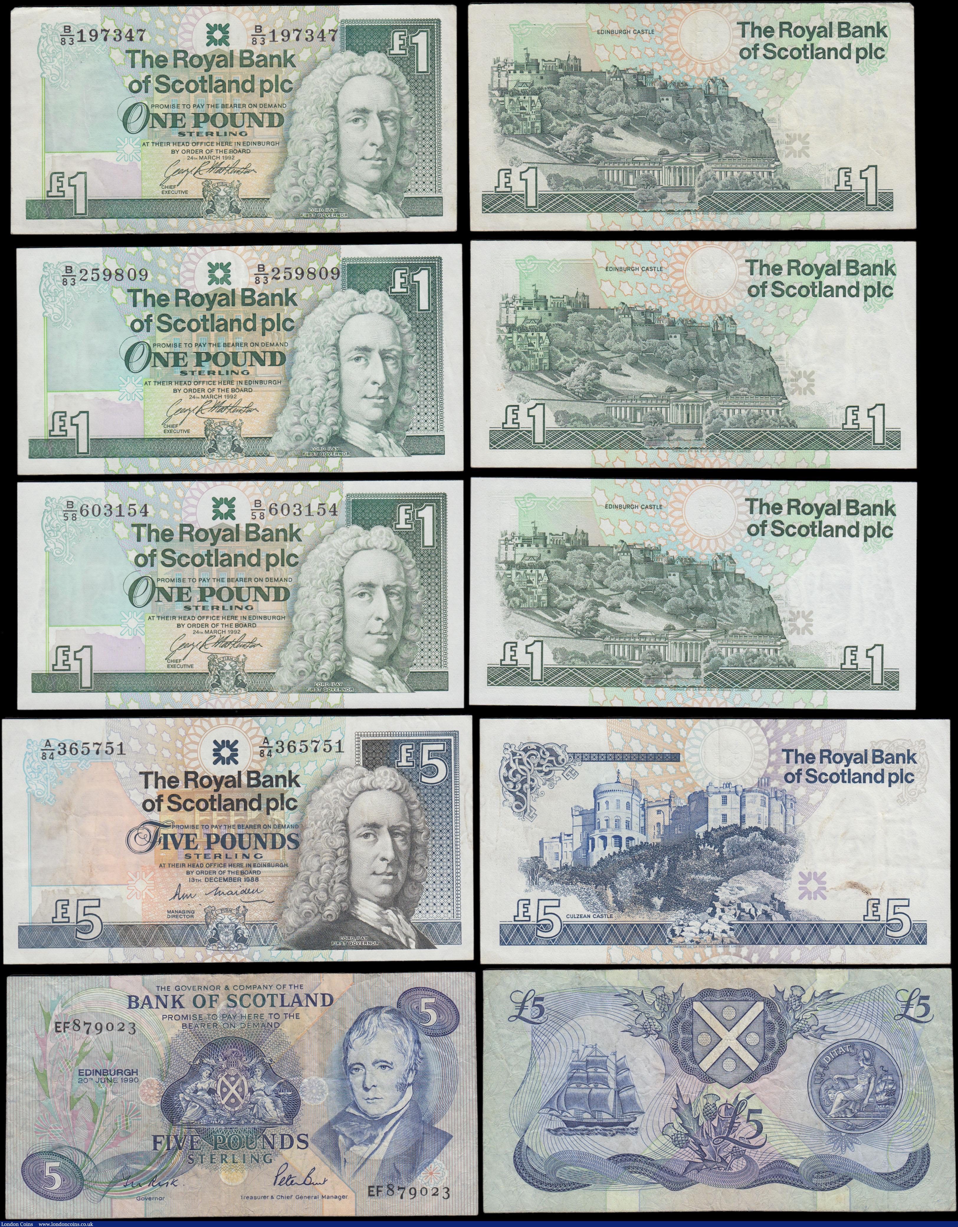 London Coins : A175 : Lot 134 : Scotland (10) a small selection of 1 and 5 Pounds mid 1970's to 1990's all in circulated p...