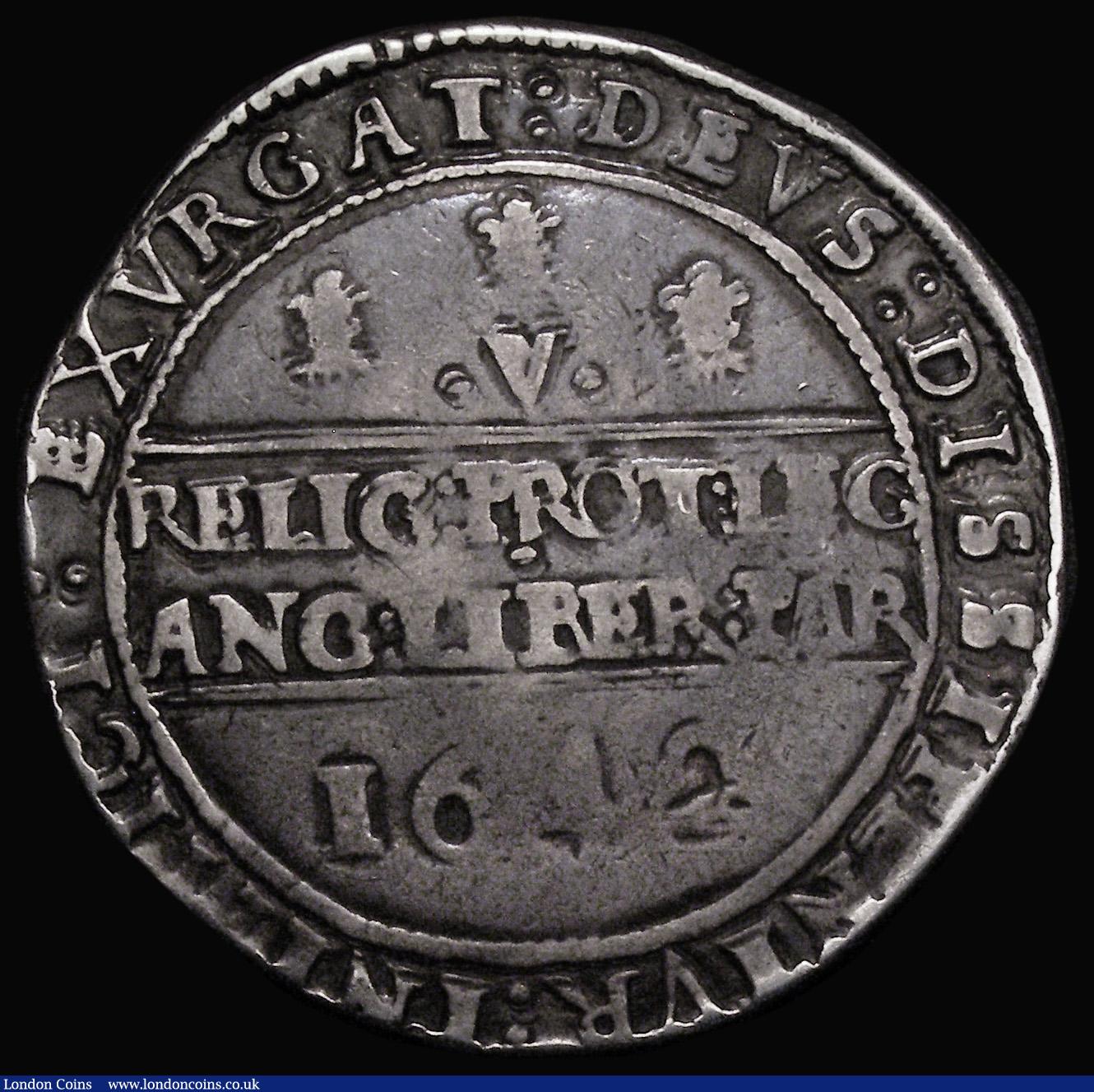 London Coins : A175 : Lot 1457 : Crown Charles I Oxford Mint, 1642. Shrewsbury die with groundline, Reverse: Declaration, Colon stops...