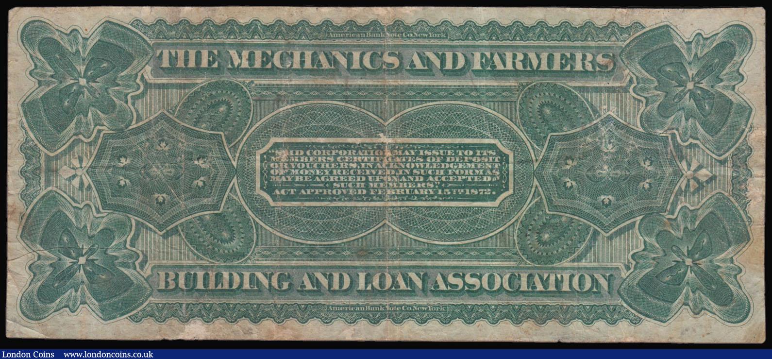 London Coins : A175 : Lot 148 : USA, The Merchants & Farmers Building & Loan Association 3 Dollars 1873 Richmond County Colu...