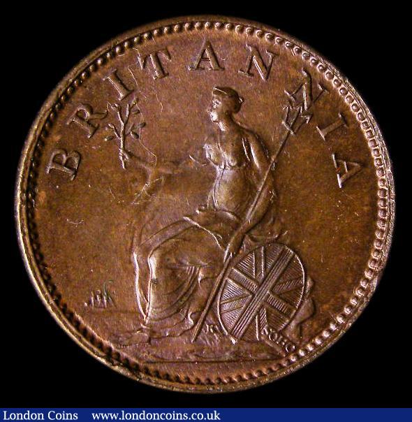 London Coins : A175 : Lot 1503 : Farthing 1806 First Portrait Peck 1396, UNC with attractive original toning, in an LCGS holder and g...