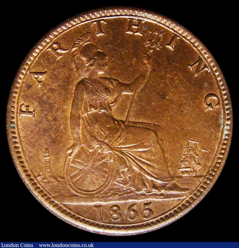 London Coins : A175 : Lot 1526 : Farthing 1865 Thin 8 in date, LCGS Variety 03 UNC with traces of lustre, in an LCGS holder and grade...