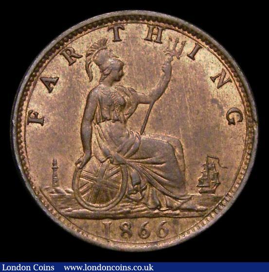 London Coins : A175 : Lot 1527 : Farthing 1866 Wide 66 in date, LCGS Variety 02, UNC with around 25% lustre, in an LCGS holder and gr...