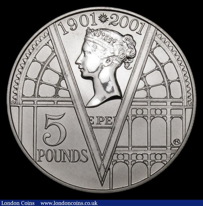 London Coins : A175 : Lot 1583 : Five Pound Crown 2001 100th Anniversary of the End of the Victorian Era, Silver Proof with reverse f...