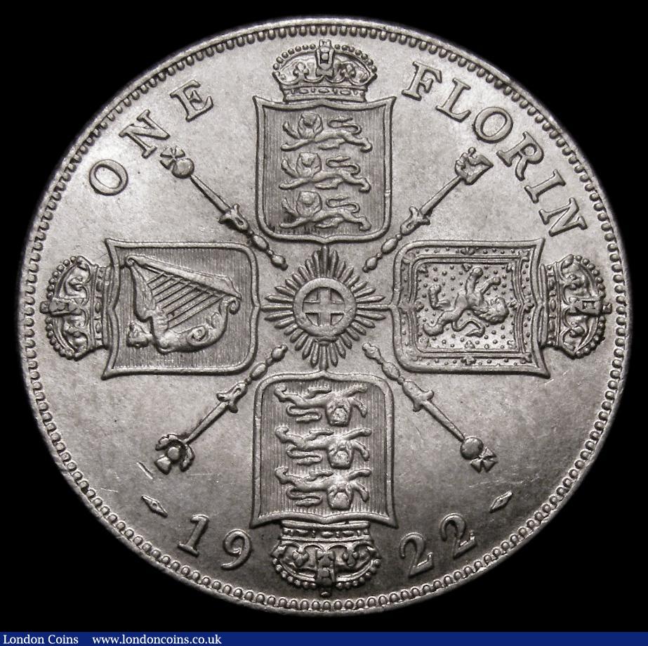 London Coins : A175 : Lot 1606 : Florin 1922 Dull Finish ESC 941, Bull 3769, Davies 1748 dies 3E, UNC in an LCGS holder and graded LC...