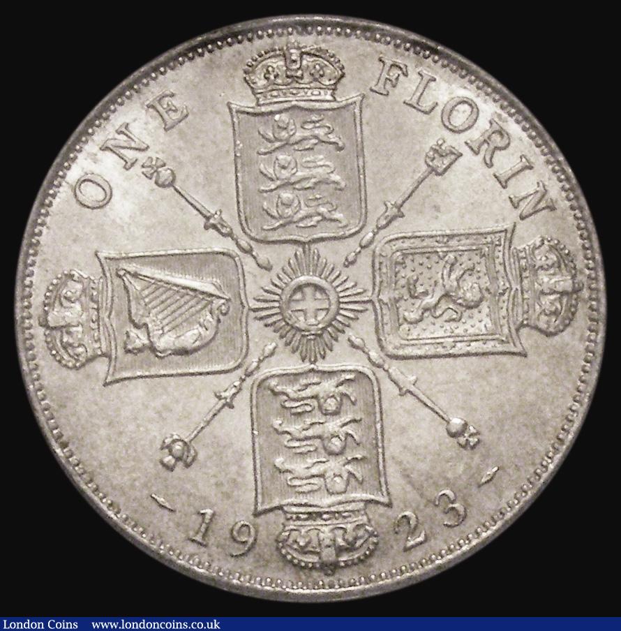 London Coins : A175 : Lot 1608 : Florin 1923 ESC 942, Bull 3774, Davies 1751 dies 3E, UNC with full lustre, an eye-catching example, ...