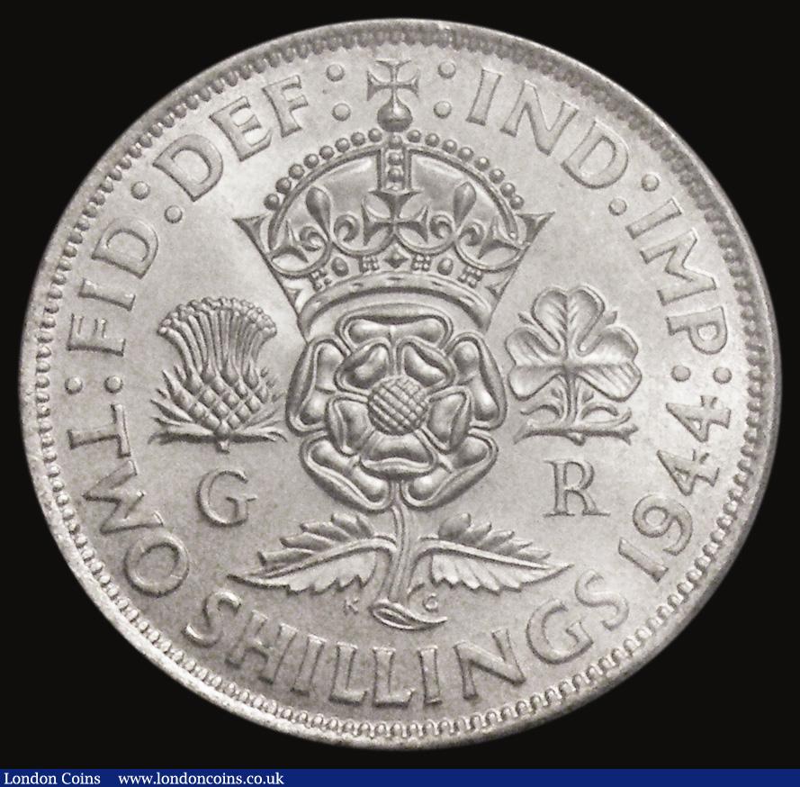 London Coins : A175 : Lot 1619 : Florin 1944 ESC 964, Bull 4095, choice UNC and lustrous with a hint of subtle toning, in an LCGS hol...