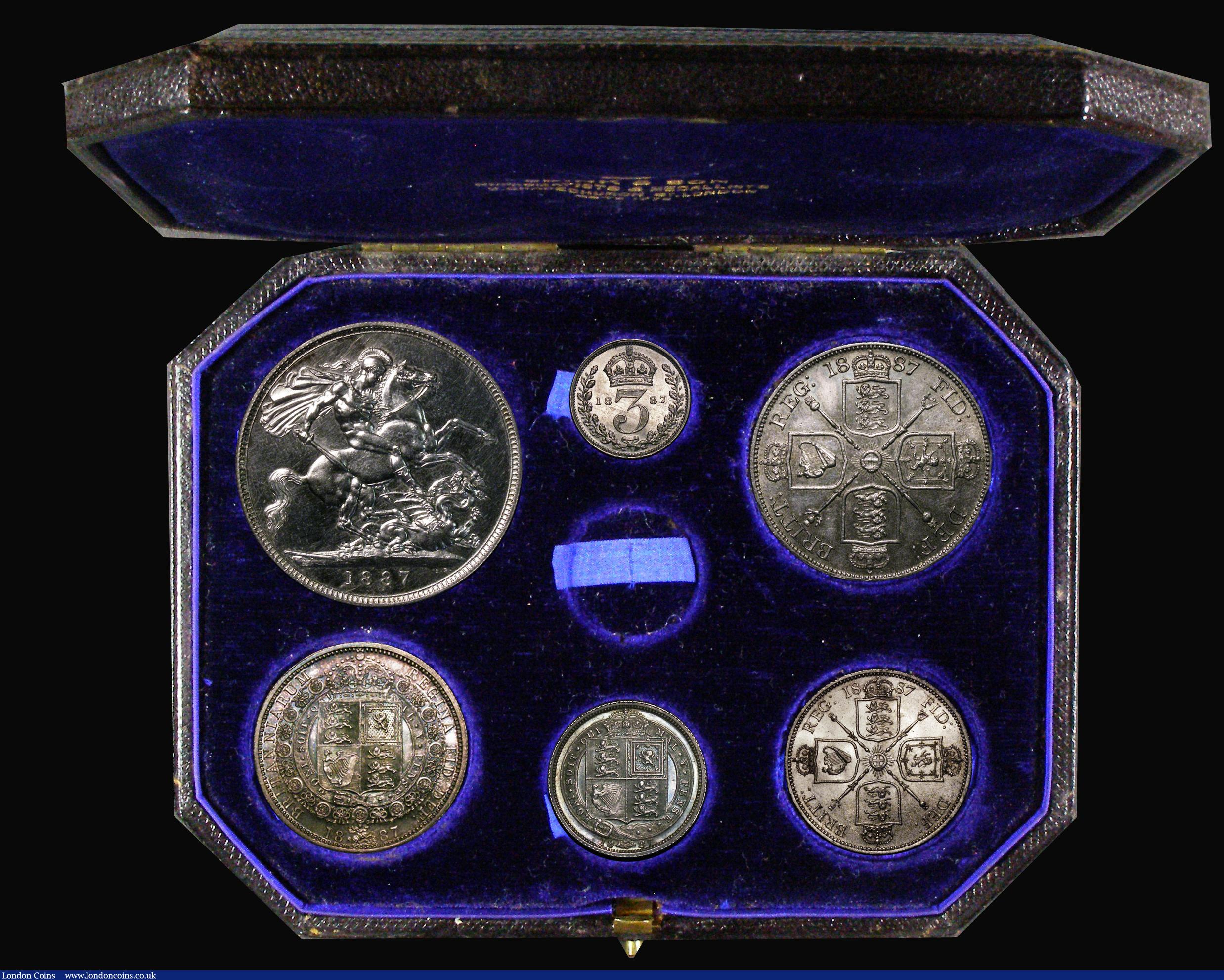 London Coins : A175 : Lot 163 : 1887 Golden Jubilee Currency Set contained in a black box with 'JUBILEE COINAGE 1887' in g...