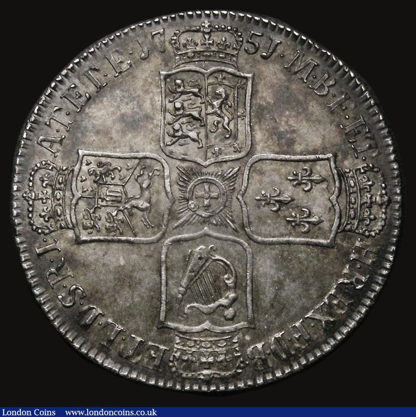 London Coins : A175 : Lot 1641 : Halfcrown 1751 ESC 610, Bull 1693 UNC with old original grey toning enhanced by touches of gold, in ...