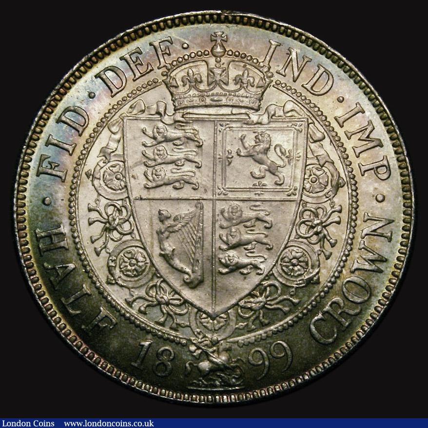 London Coins : A175 : Lot 1667 : Halfcrown 1899 ESC 733, Bull 2785 Lustrous UNC with a choice and colourful peripheral tone, an eye-c...