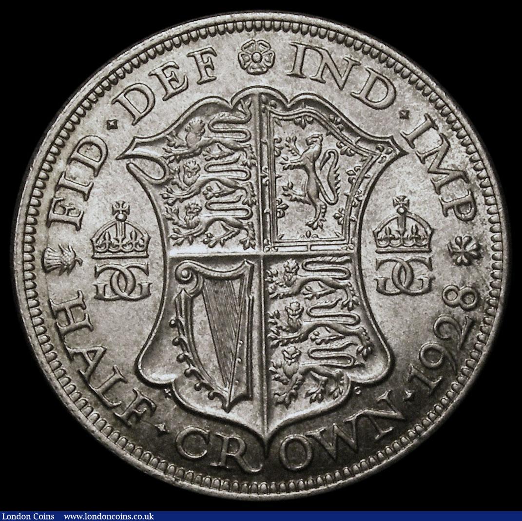 London Coins : A175 : Lot 1690 : Halfcrown 1928 ESC 777, Bull 3734, Davies 1701 dies 1B, UNC and attractively toned over original lus...