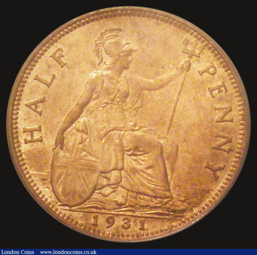 London Coins : A175 : Lot 1705 : Halfpenny 1931 Freeman 416 dies 3+B, Choice UNC with practically full lustre, in an LCGS holder and ...