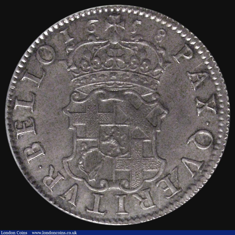 London Coins : A175 : Lot 1708 : Shilling 1658 Cromwell ESC 1005, Bull 254 A/UNC with attractive grey tone and touches of blue/green ...