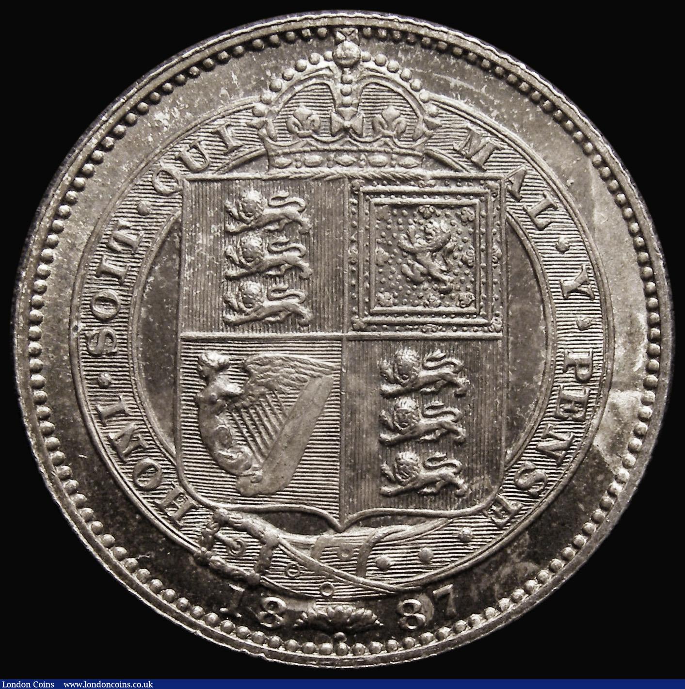 London Coins : A175 : Lot 1719 : Shilling 1887 Jubilee Head, Q of QUI has virtually no tail, ESC 1351, Bull 3137, Davies 981 dies 1B,...