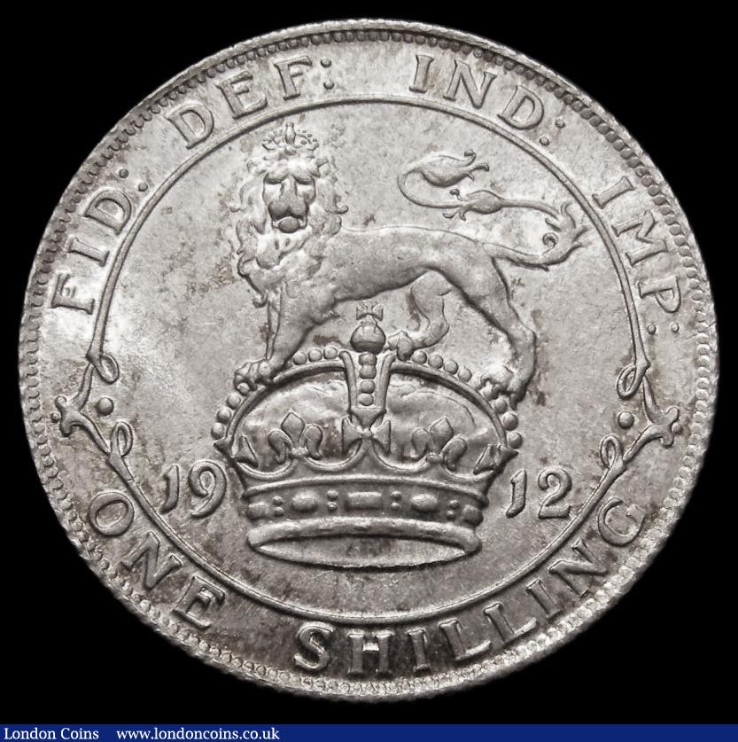 London Coins : A175 : Lot 1736 : Shilling 1912 ESC 1422, Bull 3801, Davies 1795 dies 3B, UNC and almost fully lustrous, enhanced by t...