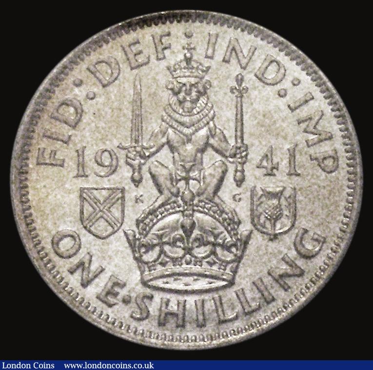 London Coins : A175 : Lot 1761 : Shilling 1941 Scottish ESC 1461, Bull 4161, Choice UNC and lustrous, the reverse with an attractive ...