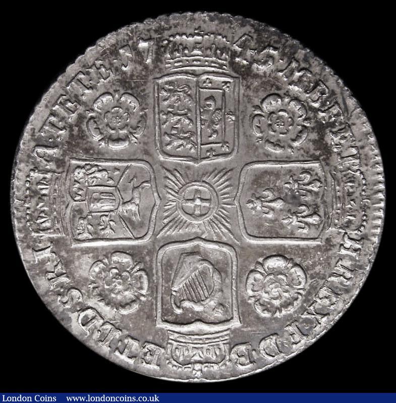 London Coins : A175 : Lot 1778 : Sixpence 1745 Roses ESC 1614, Bull 1752 UNC and deeply toned, the reverse with touches of underlying...