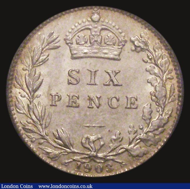 London Coins : A175 : Lot 1795 : Sixpence 1903 ESC 1787, Bull 3599 Lustrous UNC with touches of golden tone, in an LCGS holder and gr...