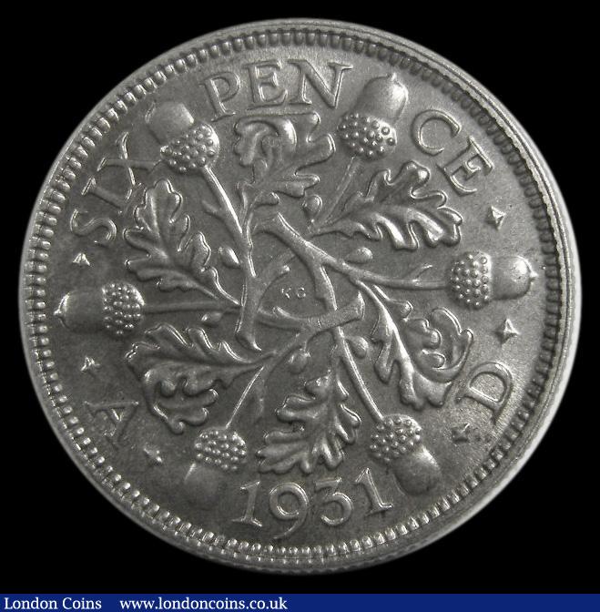 London Coins : A175 : Lot 1820 : Sixpence 1931 ESC 1820, Bull 3907 Lustrous UNC in an LCGS holder and graded LCGS 82