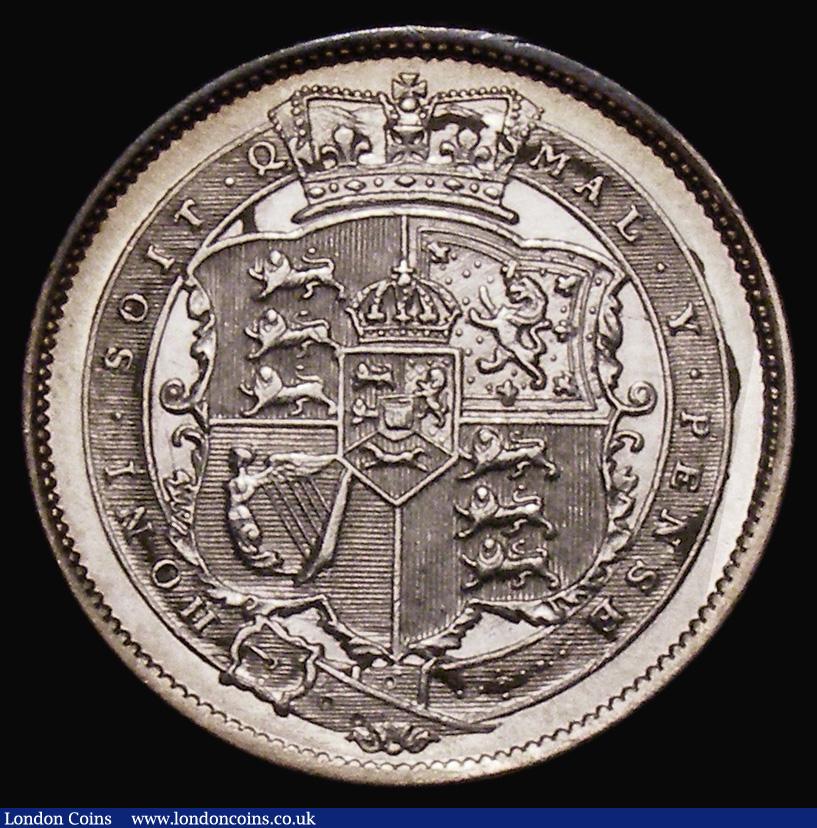 London Coins : A175 : Lot 1852 : Shilling 1820 ESC 1236, Bull 2157 the 1 of the date struck over a weak, tilted 1, lustrous GEF the o...