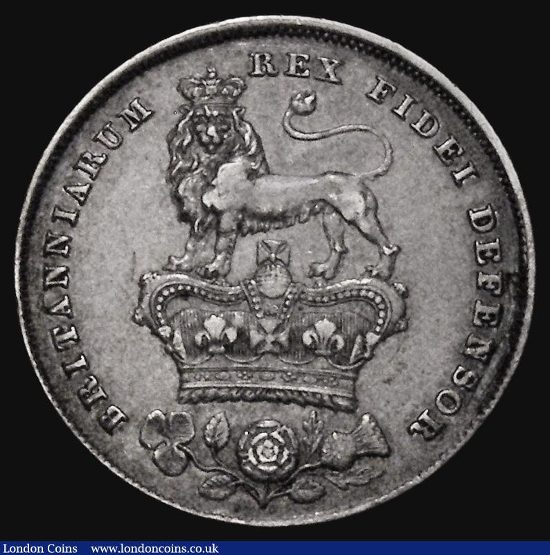 London Coins : A175 : Lot 1869 : Shilling 1826 with traces of an underlying number under the 6 of the date to the lower left curve of...