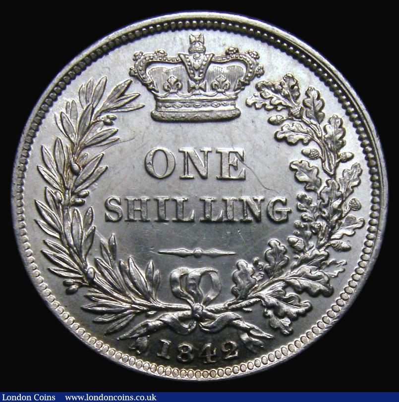 London Coins : A175 : Lot 1886 : Shilling 1842 D over F in F:D: the variety extremely clear, unlisted by ESC (1992), Bull, or Davies,...