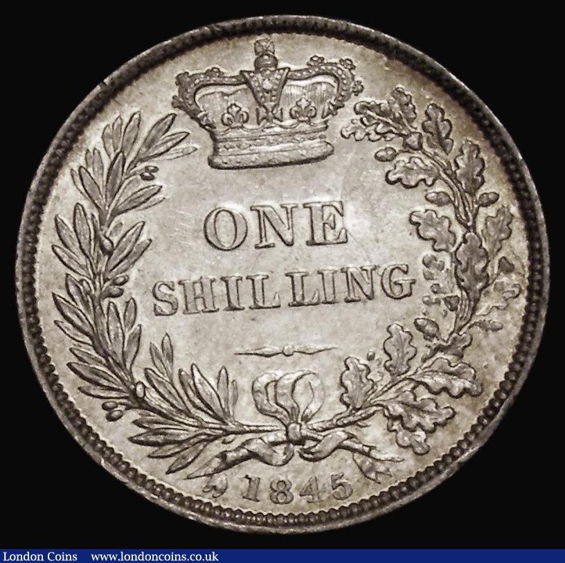 London Coins : A175 : Lot 1891 : Shilling 1845 ESC 1292, Bull 2991, GEF/AU with a hint of gold toning