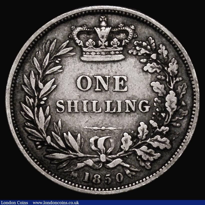 London Coins : A175 : Lot 1897 : Shilling 1850 ESC 1296, Bull 2996, Fine, toned a good problem-free example of  the key date in the V...