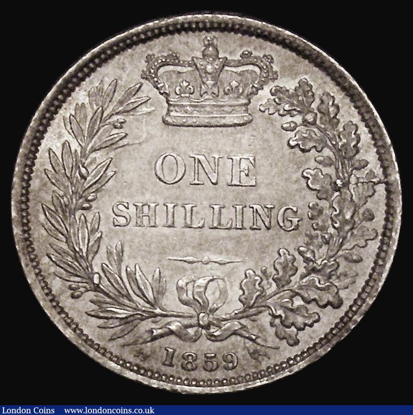 London Coins : A175 : Lot 1911 : Shilling 1859 ESC 1307, Bull 3015, Davies 879 dies 4A, EF/GEF the reverse with a subtle gold tone