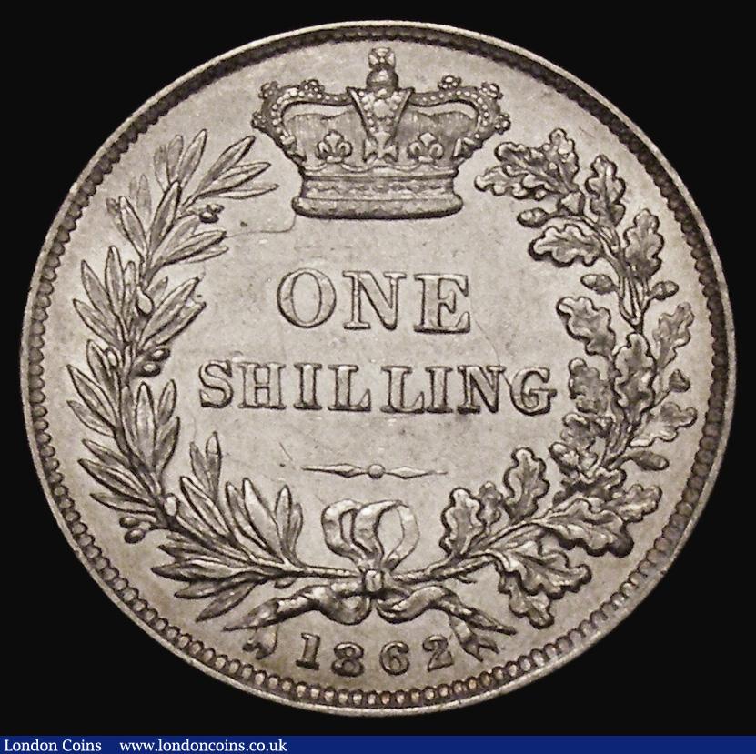 London Coins : A175 : Lot 1912 : Shilling 1862 ESC 1310, Bull 3021, GVF/NEF a key date in the Young Head series