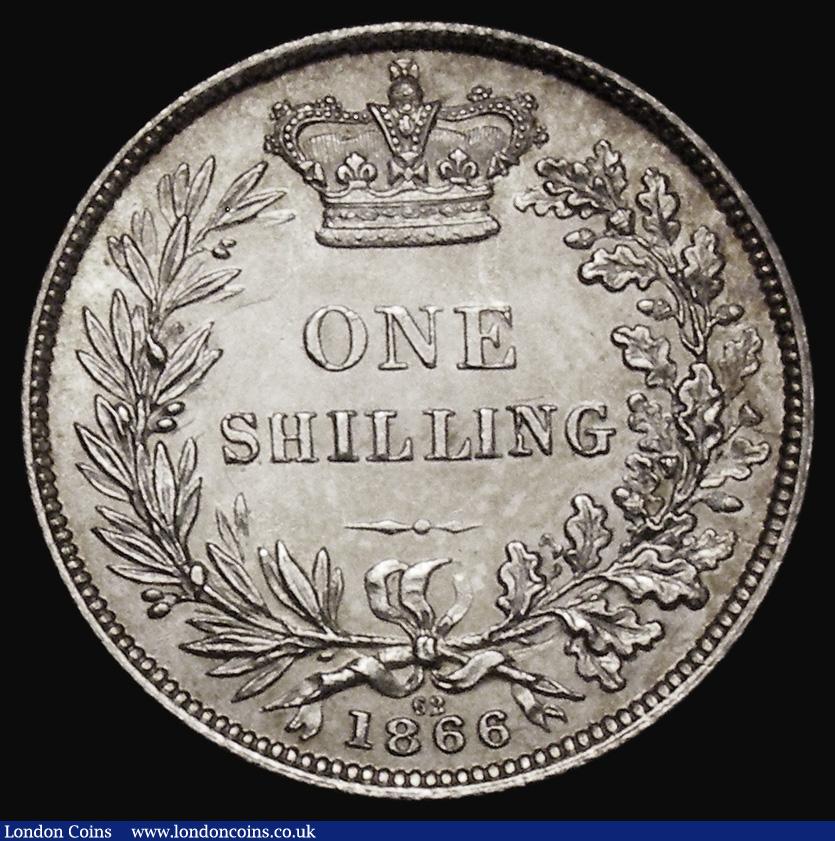 London Coins : A175 : Lot 1916 : Shilling 1866 ESC 1314, Bull 3027, Die Number 62, Bright GEF with a hint of gold tone