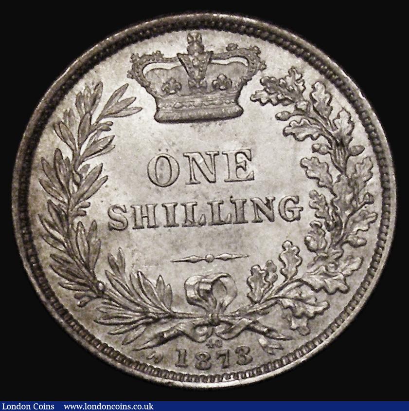 London Coins : A175 : Lot 1921 : Shilling 1873 ESC 1325, Bull 3043, Die Number 40, A/UNC and lustrous a very pleasing example