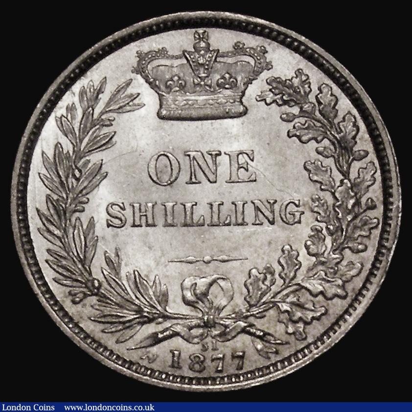 London Coins : A175 : Lot 1925 : Shilling 1877 ESC 1329, Bull 3047, Die Number 31, UNC and lustrous with some minor contact marks