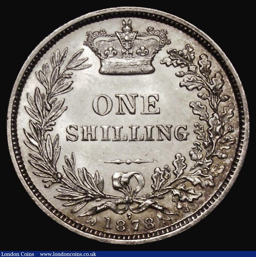 London Coins : A175 : Lot 1927 : Shilling 1878 ESC 1330, Bull 3051, Davies 907 dies 5B Die Number 7, EF/GEF with a small scratch on t...