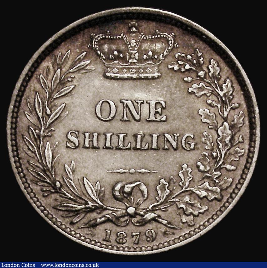 London Coins : A175 : Lot 1929 : Shilling 1879 No Die Number ESC 1334, Bull 3061 Davies 912 dies 7C, About EF with some contact marks...