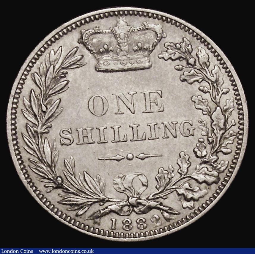 London Coins : A175 : Lot 1935 : Shilling 1882 ESC 1341, Bull 3071, Davies 918, dies 7E, the only year that this reverse die type was...