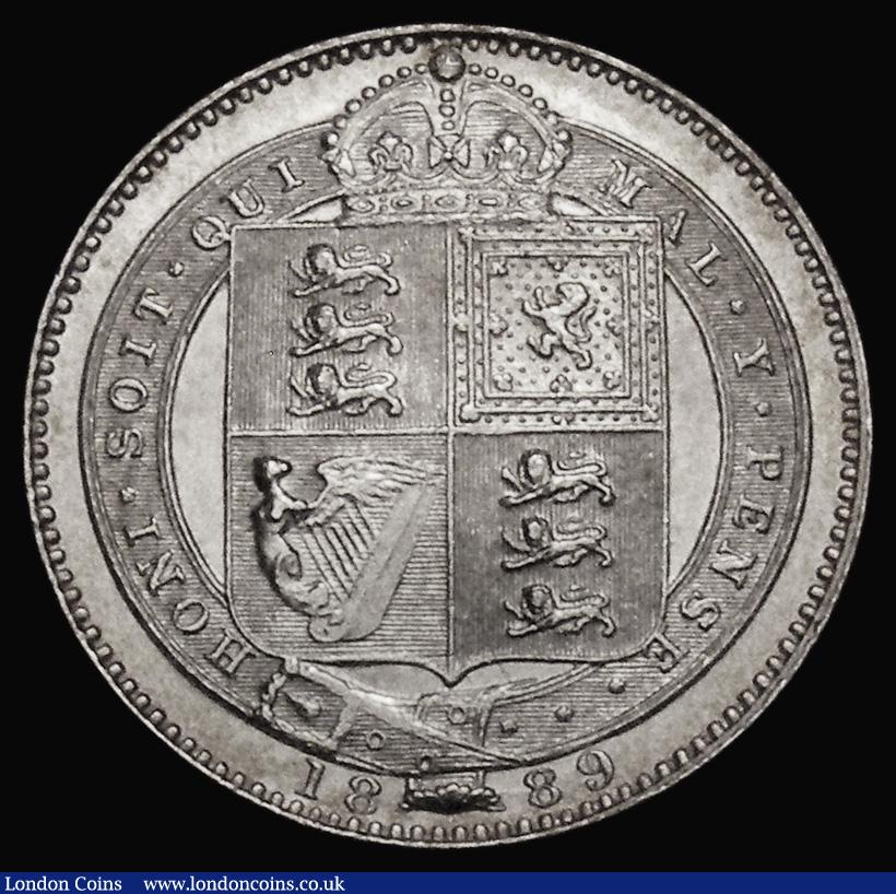 London Coins : A175 : Lot 1945 : Shilling 1889 Small Jubilee Head, Q of QUI with curved looped tail, ESC 1354, Bull 3141, Davies 984 ...