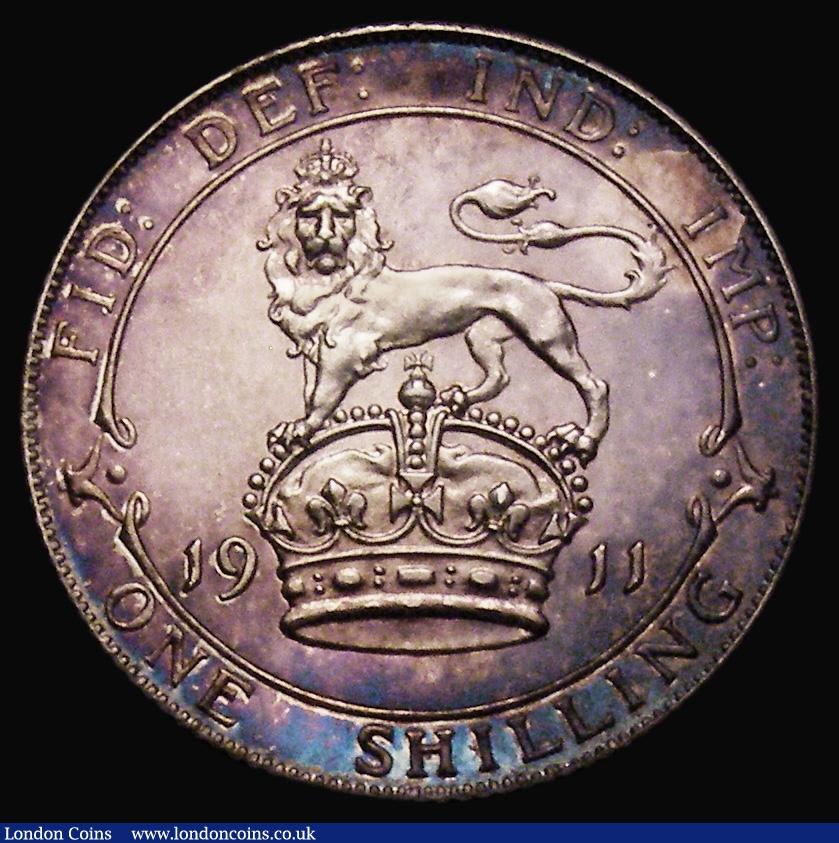 London Coins : A175 : Lot 1969 : Shilling 1911 Proof ESC 1421, Bull 3800, nFDC retaining almost full original mint brilliance, enhanc...