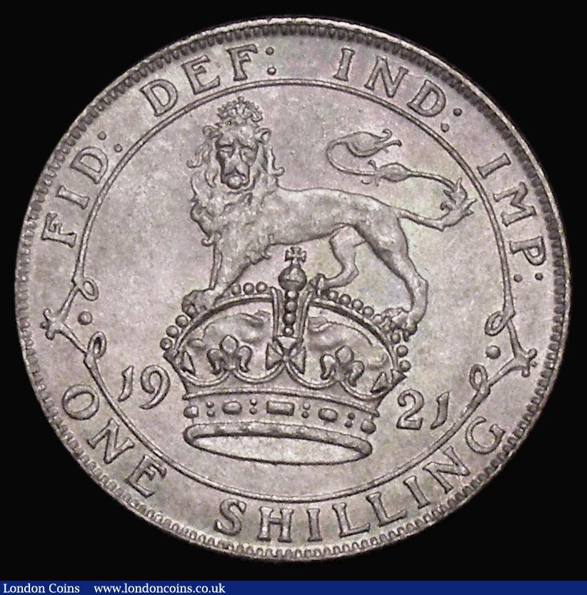 London Coins : A175 : Lot 1975 : Shilling 1921 ESC 1431, Bull 3813, Davies 1807 dies 4E, Obverse: Low relief head with I of GEORGIVS ...