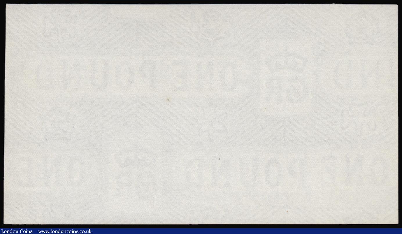 London Coins : A175 : Lot 20 : Treasury £1 blank paper with watermark ONE POUND, crowned GR monogram and two floral emblems a...