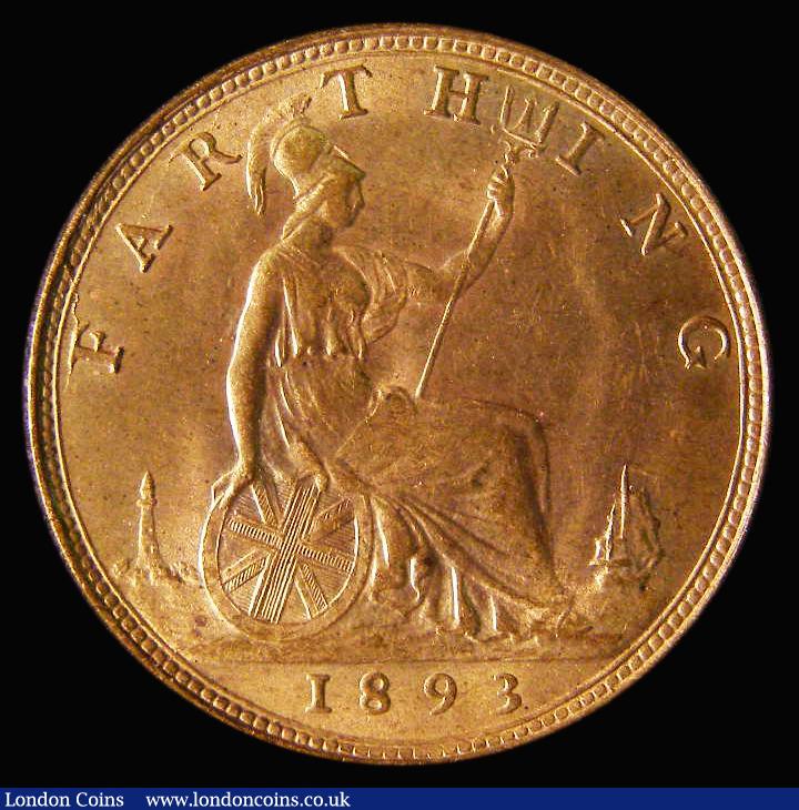 London Coins : A175 : Lot 2001 : Farthing 1893 Normal (Wide) date LCGS variety 02 UNC with practically full lustre, in an LCGS holder...