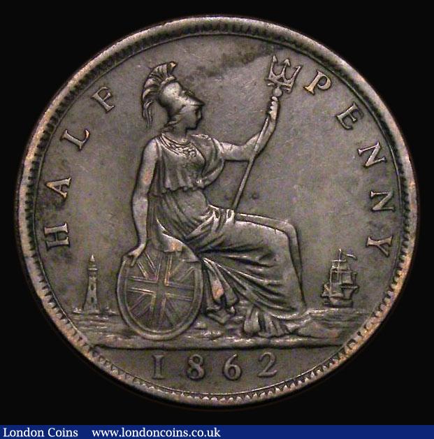 London Coins : A175 : Lot 2049 : Halfpenny 1862 8 over 6, unlisted by Freeman, LCGS variety 13, in an LCGS 'Yellow Ticket' ...