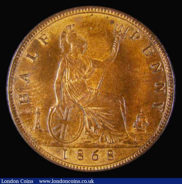 London Coins : A175 : Lot 2054 : Halfpenny 1868 Freeman 303 dies 7+G, Lustrous UNC in an LCGS holder and graded LCGS 78, the second f...