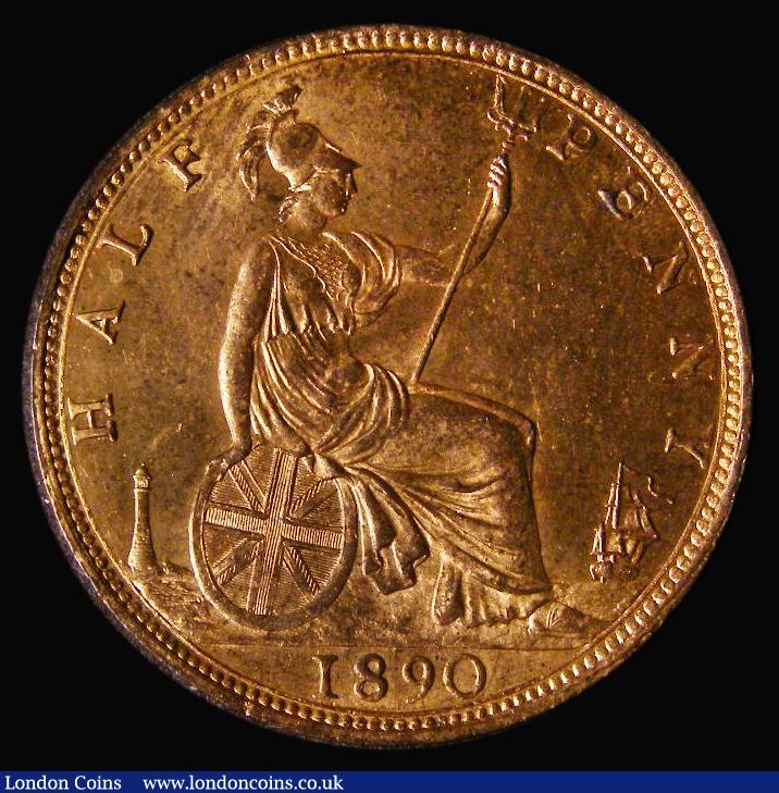 London Coins : A175 : Lot 2075 : Halfpenny 1890 Freeman 362 dies 17+S Lustrous UNC in an LCGS holder and graded LCGS 80