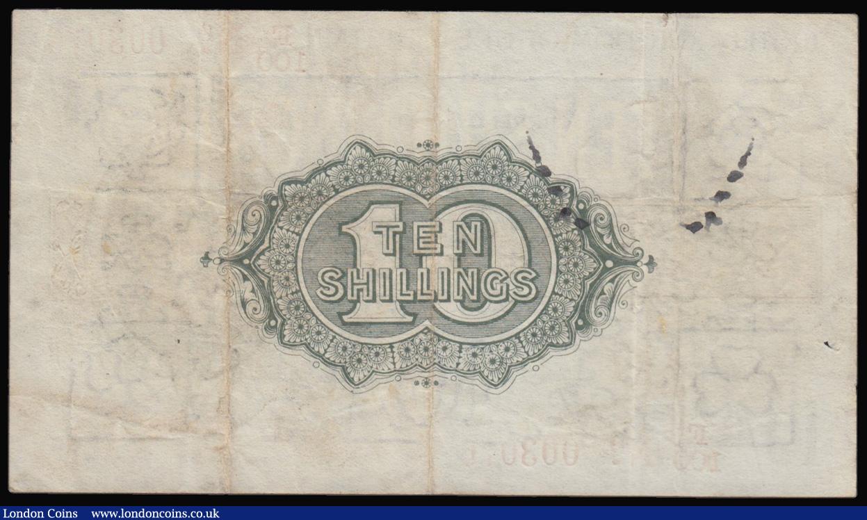 London Coins : A175 : Lot 21 : Ten Shillings Warren Fisher T26 issued 1919 F/100 003076, No. with dash, portrait King George V at r...